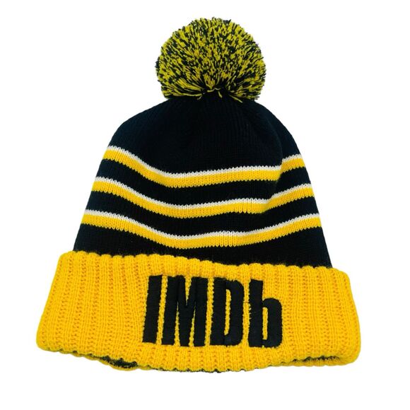IMDb Promo Beanie Hat Winter Yellow White Black - Picture 1 of 2